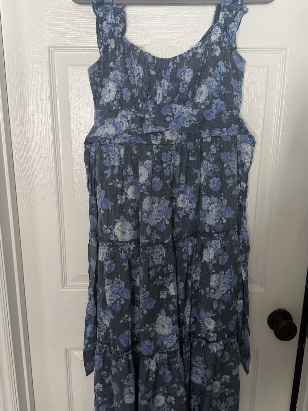 Trixxi Black Label Floral Top with Blue and White Print